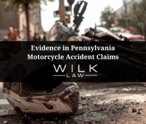Crashed motorcycle on it's side in Philadelphia, Pennsylvania illustrating the importance of evidence in Pennsylvania motorcycle accident claims