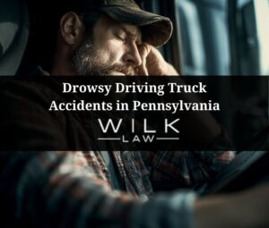 Fatigued semi-truck driver falling asleep at the wheel in Pennsylvania