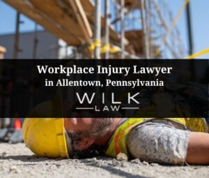 Injured construction worker after a workplace injury in Allentown, Pennsylvania related to a claim handled by Wilk Law Personal Injury & Car Accident Lawyers