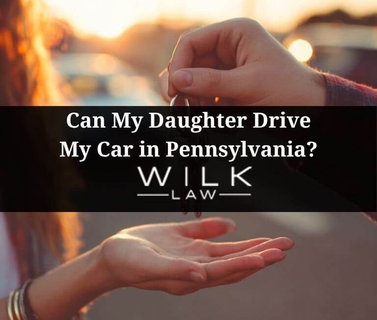 Teenage girl driving her parents car in Pennsyvlania