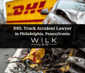 Car crashed into a yellow DHL delivery van in Philadelphia, Pennsylvania