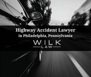 Speeding car on highway in Philadelphia, Pennsylvania related to a case handled by Wilk Law Personal Injury & Car Accident Lawyers