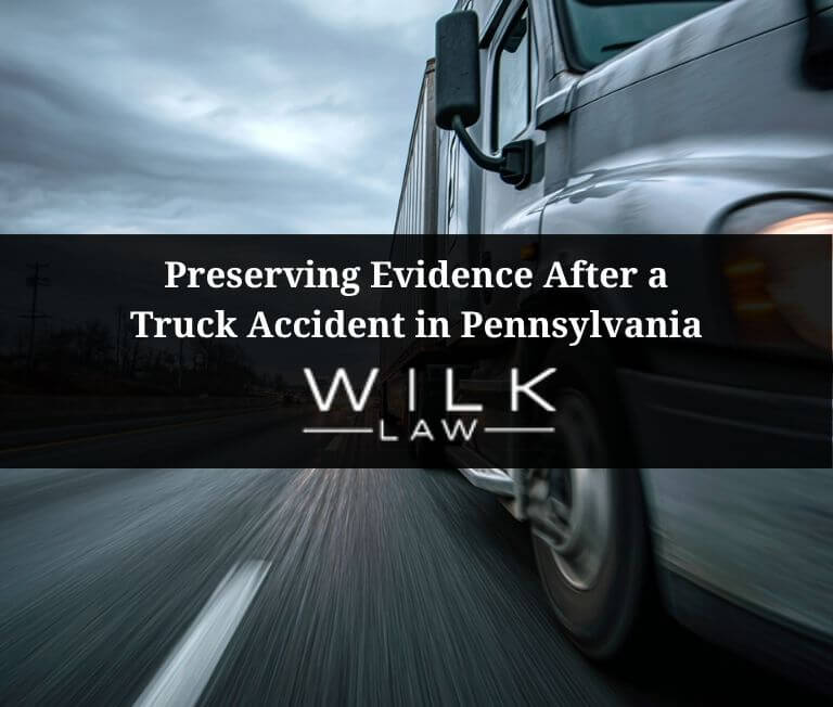 Semi-truck speeding on a busy highway in Pennsylvania