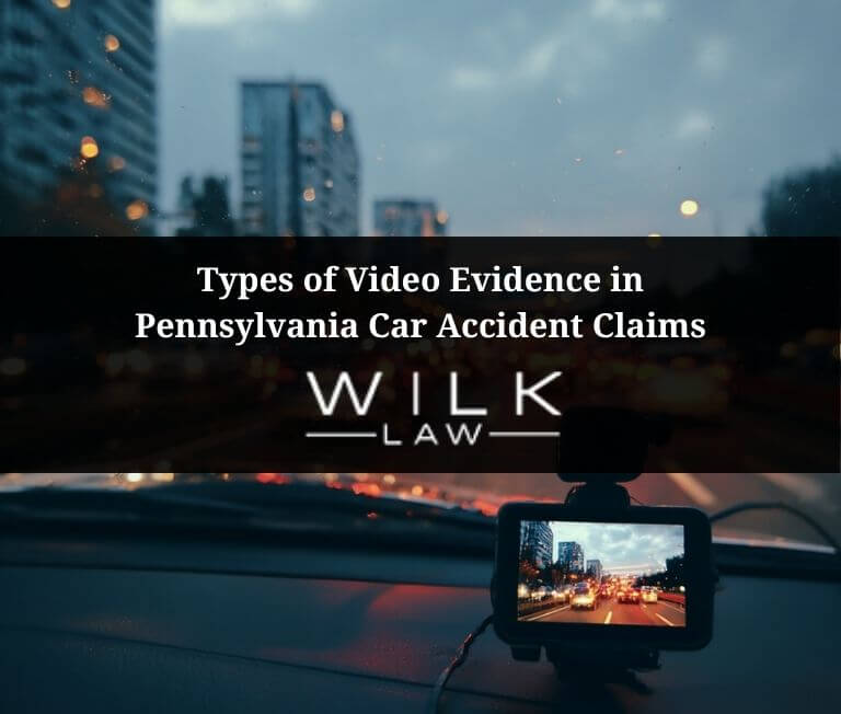 View from inside of a car of dashcam on car dash in heavy traffic in Philadelphia, Pennsylvania