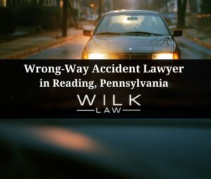 Driver going the wrong-way down a one-way street in Reading, Pennsylvania
