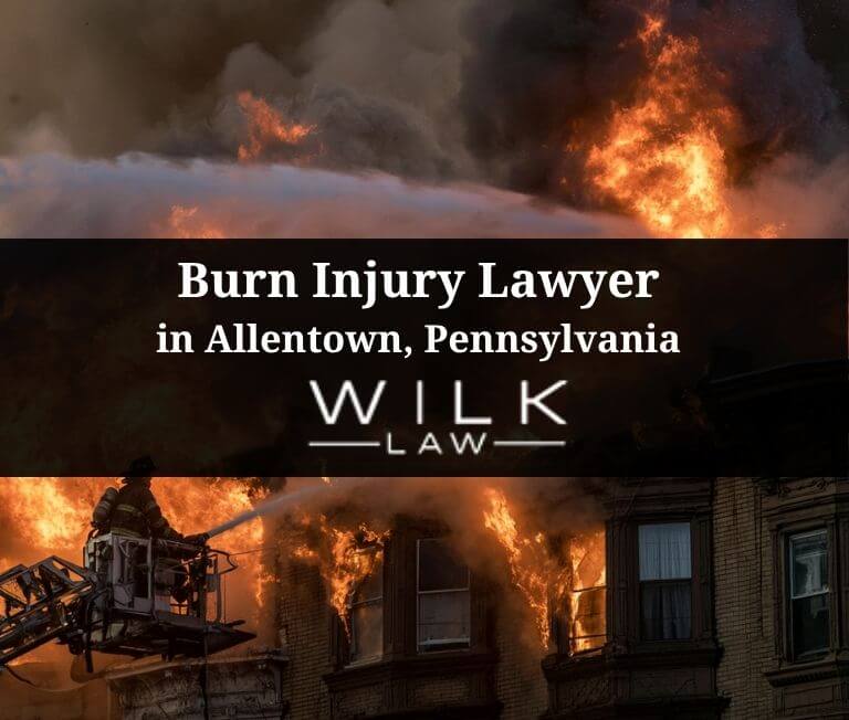 Apartment on fire in Allentown, Pennsylvania related to a burn injury claim handled by Wilk Law Personal Injury & Car Accident Lawyers