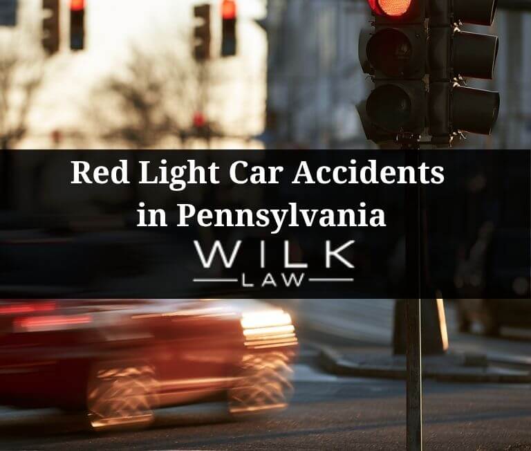 Speeding driver running a red light in Philadelphia, Pennsylvania