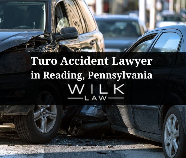 Car accident involving a Turo rental car and an SUV at an intersection in Reading, Pennsylvania