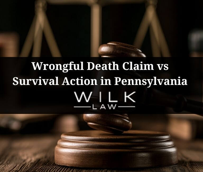 Judges gavel illustrating the difference between a wrongful death claim and a survival action in Pennsylvania