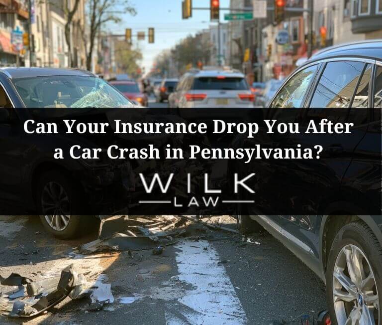 Two crashed cars at a stop light in Philadelphia, Pennsylvania