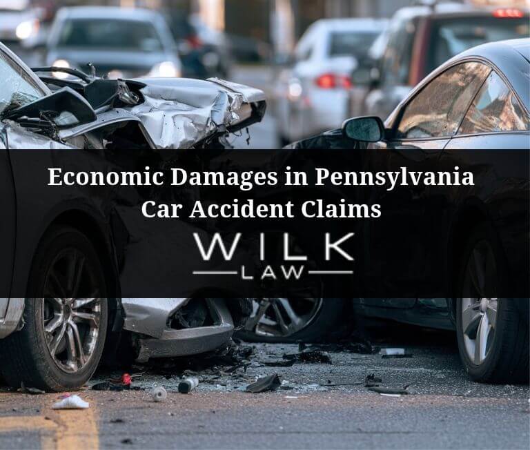 Two crashed cars at an intersection in Allentown, PA